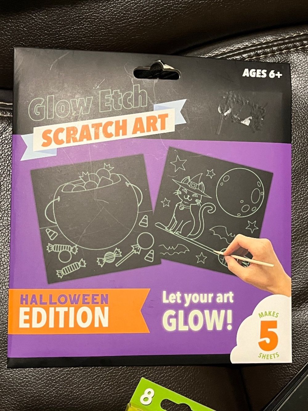 Glow-in-the-Dark Halloween Scratch Art Kit 5 Sheets Kids Craft New